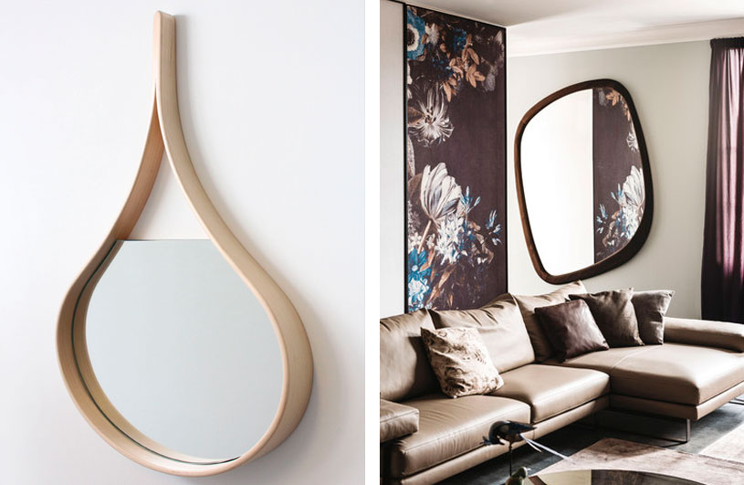 Espejos modernos para decorar el hogar, con diferentes formas realzan la decoración interior