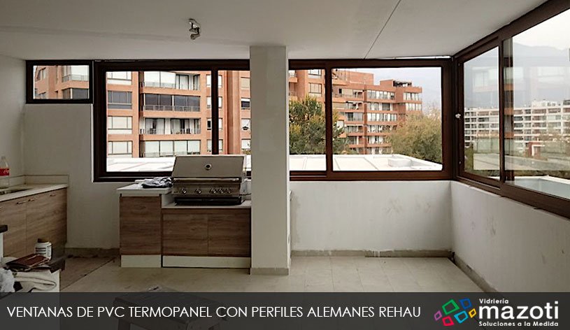 Ventanales panorámicos de PVC termopanel de vidriería Mazoti